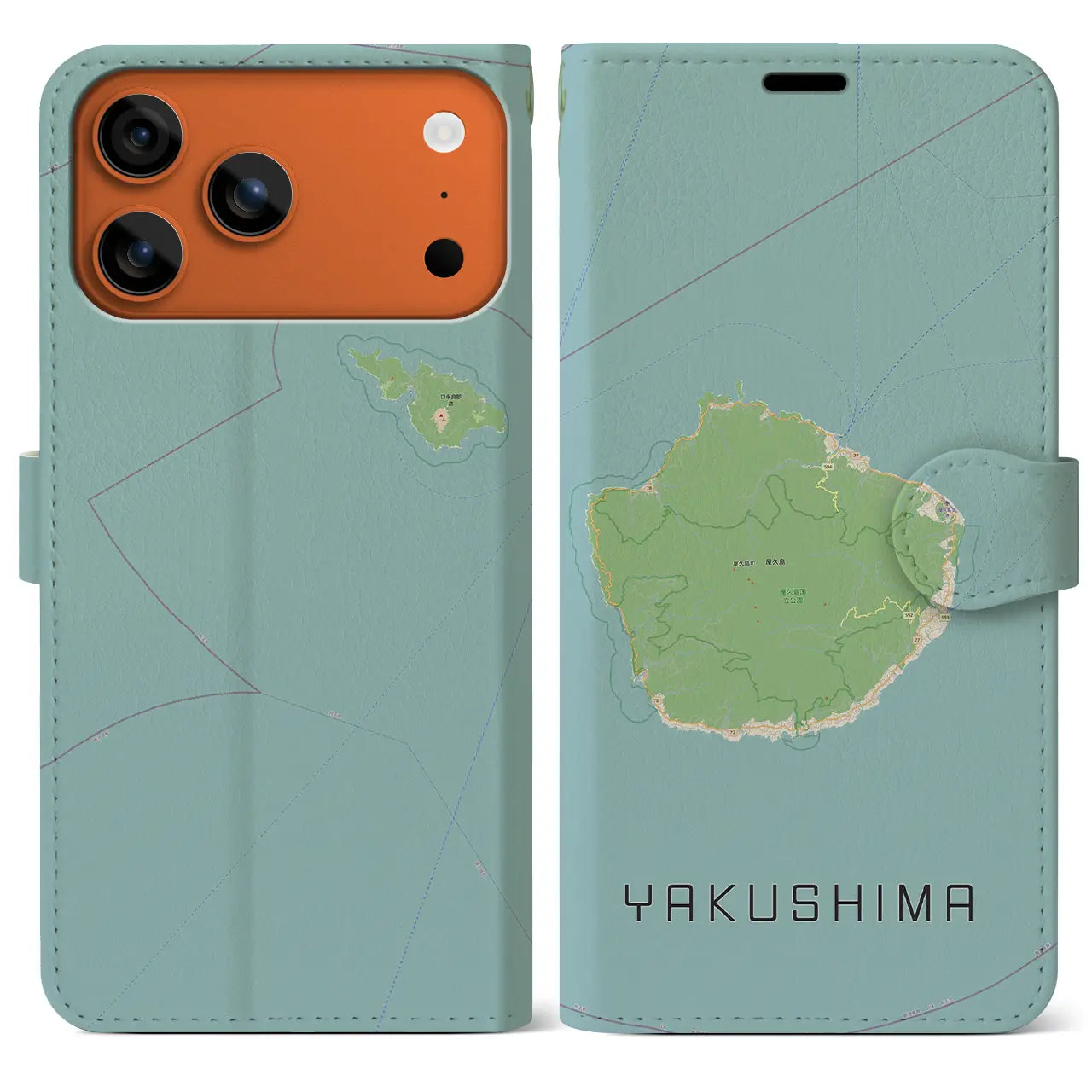 屋久島（鹿児島県）】地図柄iPhoneケース（手帳タイプ） – クロス