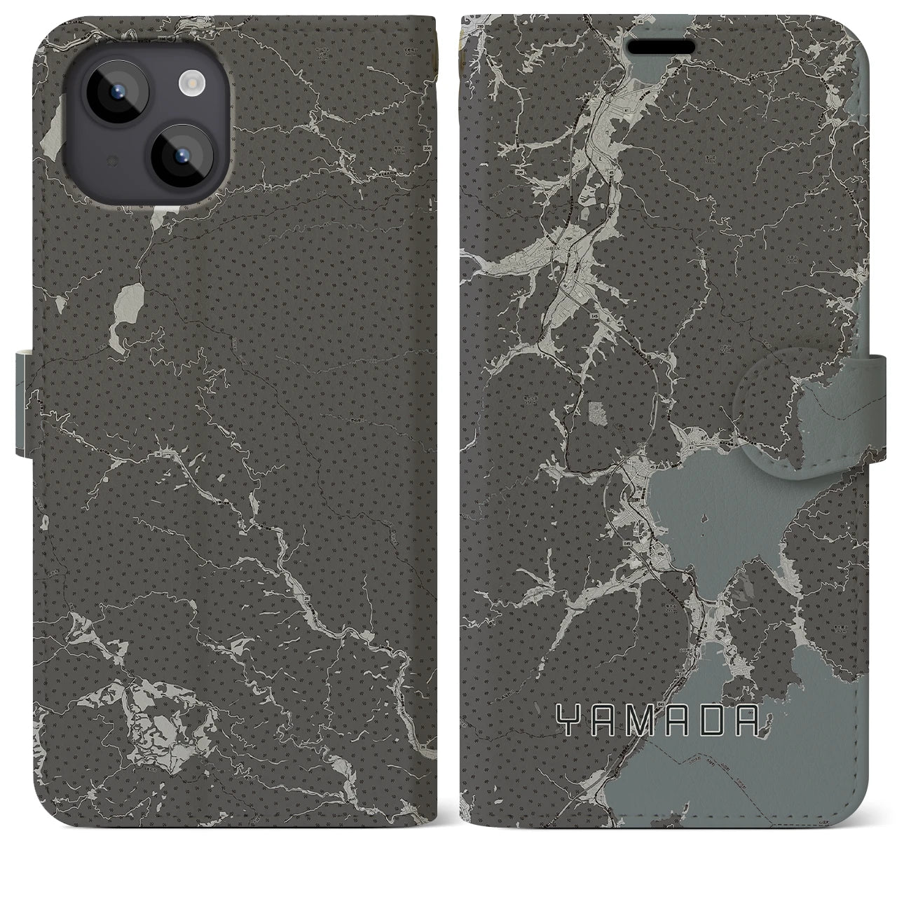 【山田(岩手県)】地図柄iPhoneケース(手帳タイプ)