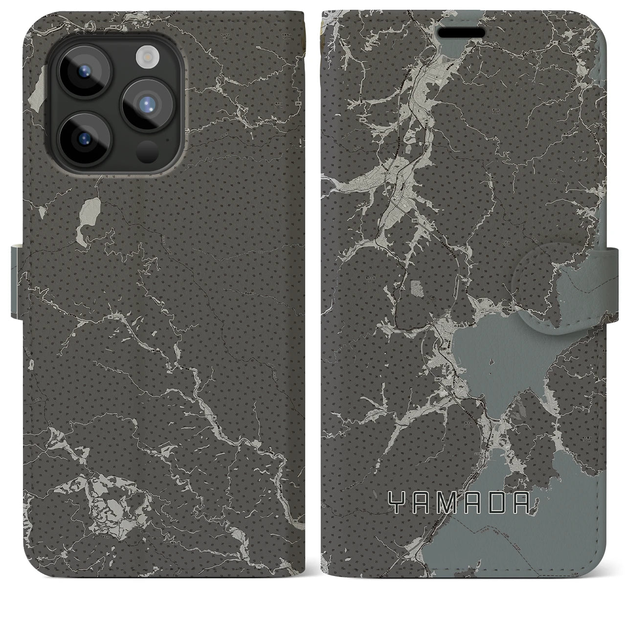 【山田(岩手県)】地図柄iPhoneケース(手帳タイプ)