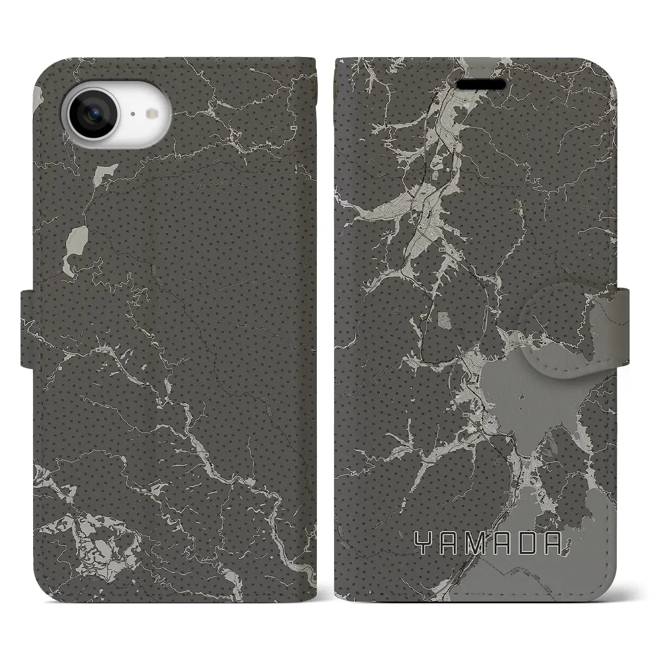 【山田(岩手県)】地図柄iPhoneケース(手帳タイプ)