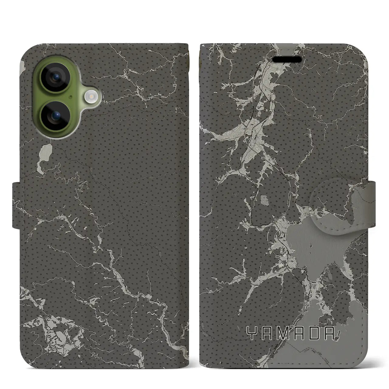 【山田(岩手県)】地図柄iPhoneケース(手帳タイプ)