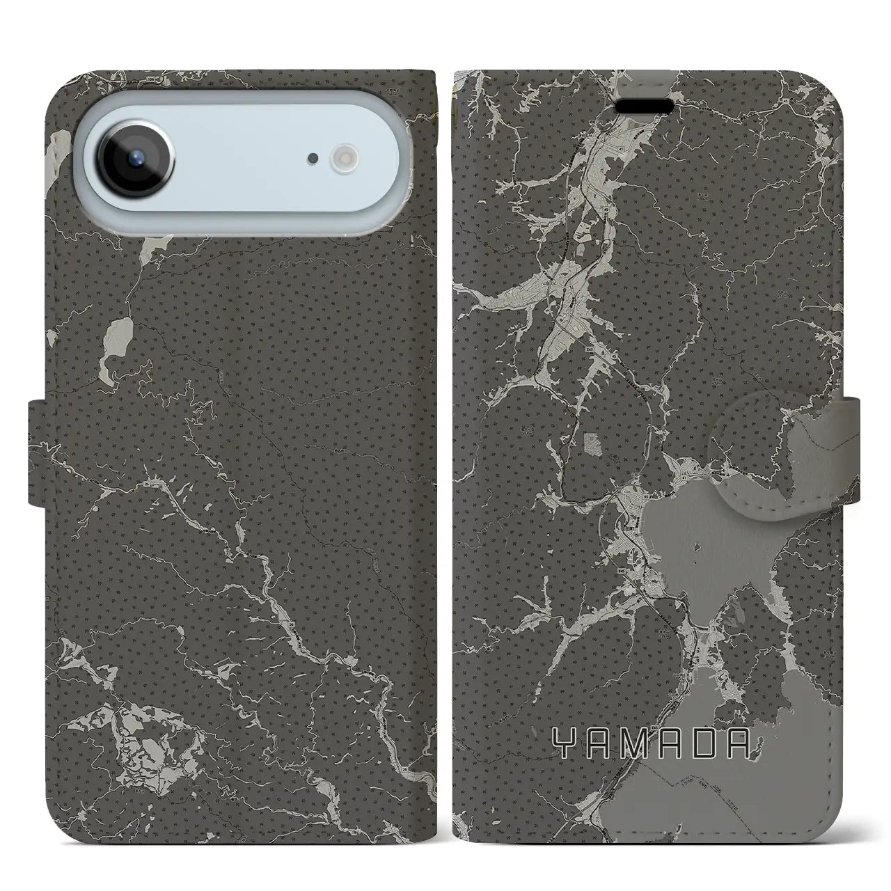 【山田(岩手県)】地図柄iPhoneケース(手帳タイプ)