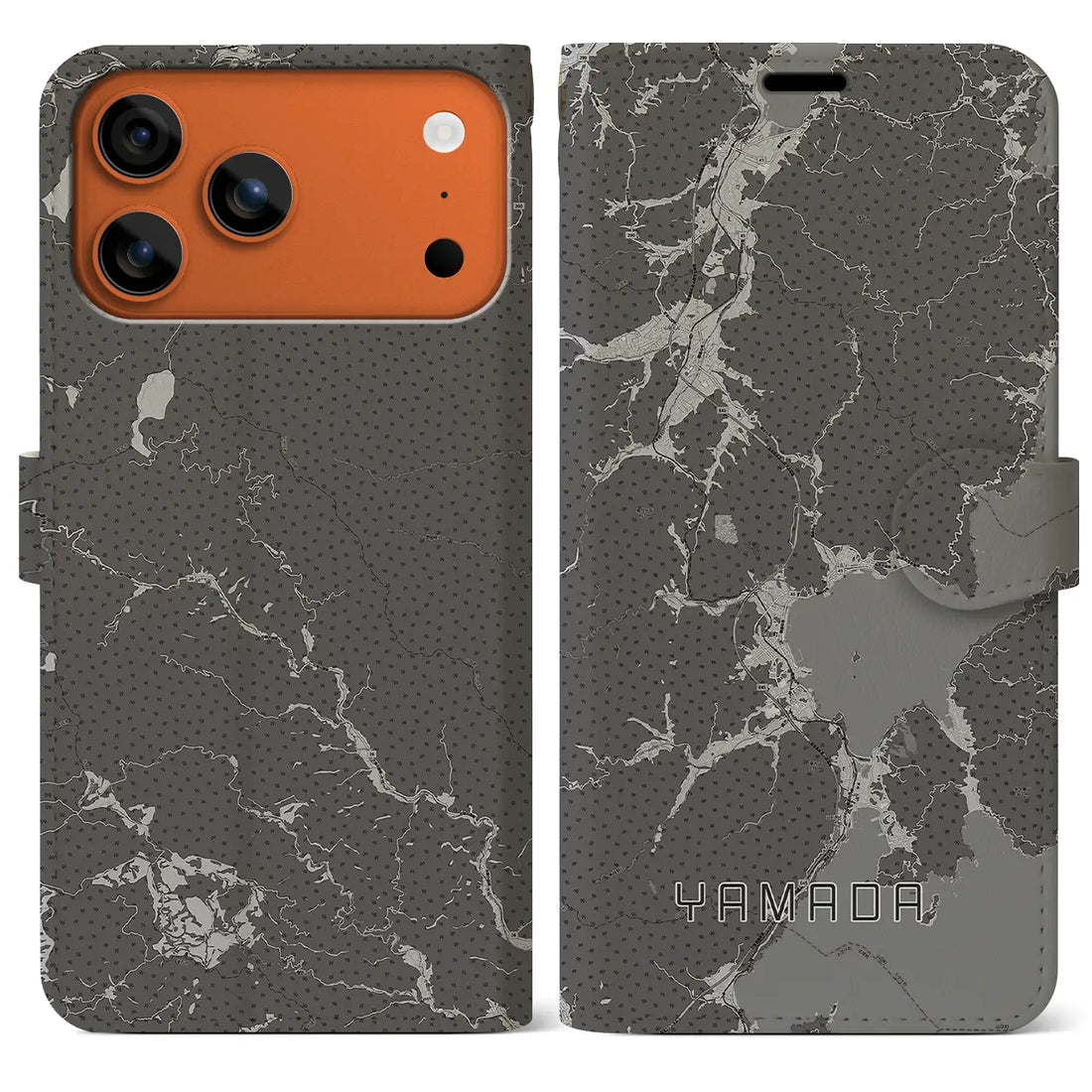 【山田(岩手県)】地図柄iPhoneケース(手帳タイプ)