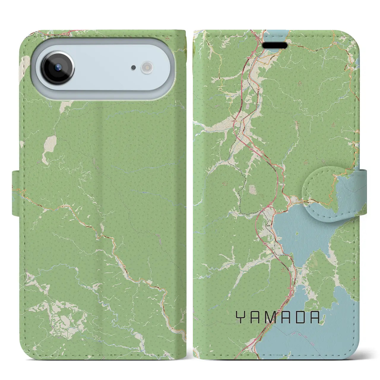 【山田(岩手県)】地図柄iPhoneケース(手帳タイプ)