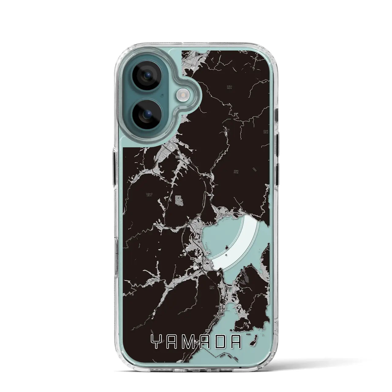 【山田(岩手県)】地図柄iPhoneケース(MagSafeタイプ)モノトーン・iPhone 16 Pro 用