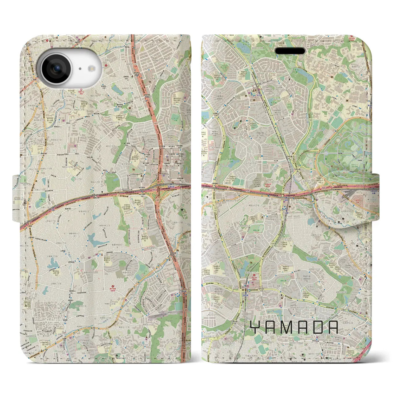 【山田(大阪府)】地図柄iPhoneケース(手帳タイプ)