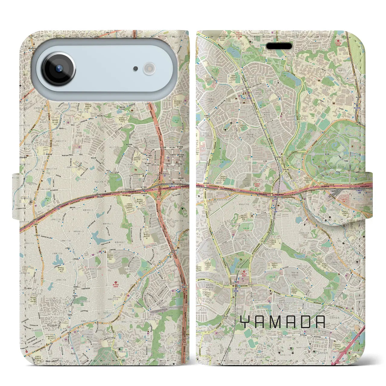 【山田(大阪府)】地図柄iPhoneケース(手帳タイプ)