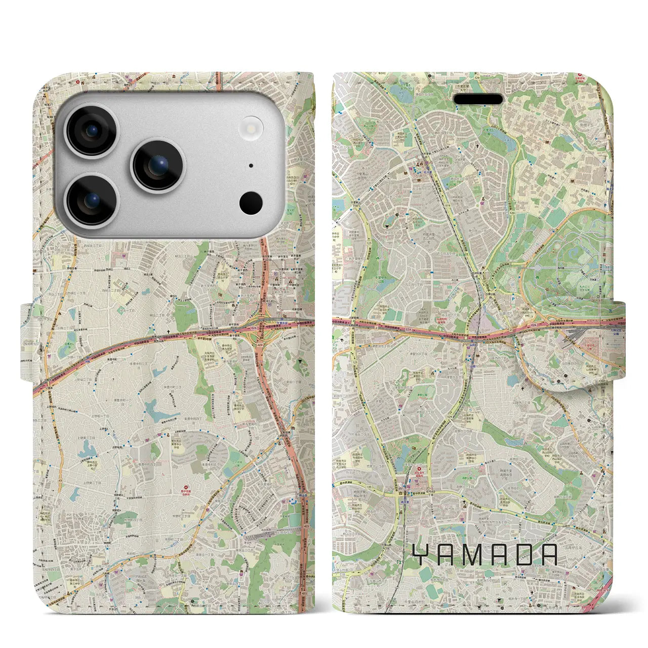 【山田(大阪府)】地図柄iPhoneケース(手帳タイプ)