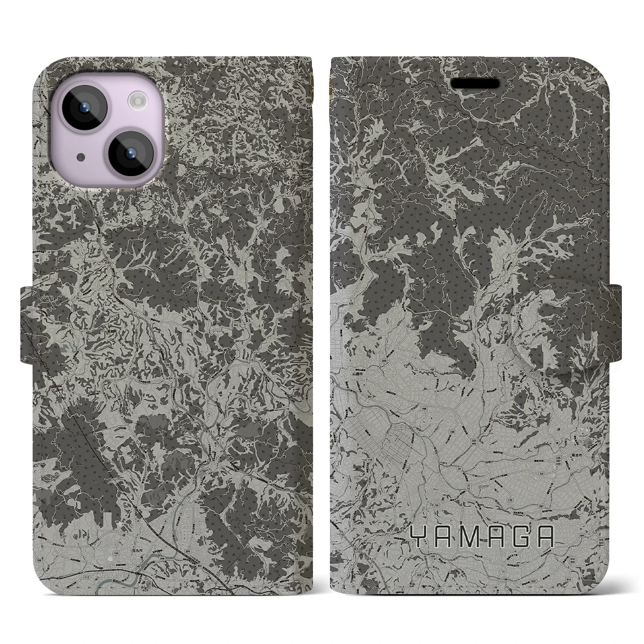 【山鹿(熊本県)】地図柄iPhoneケース(手帳タイプ)