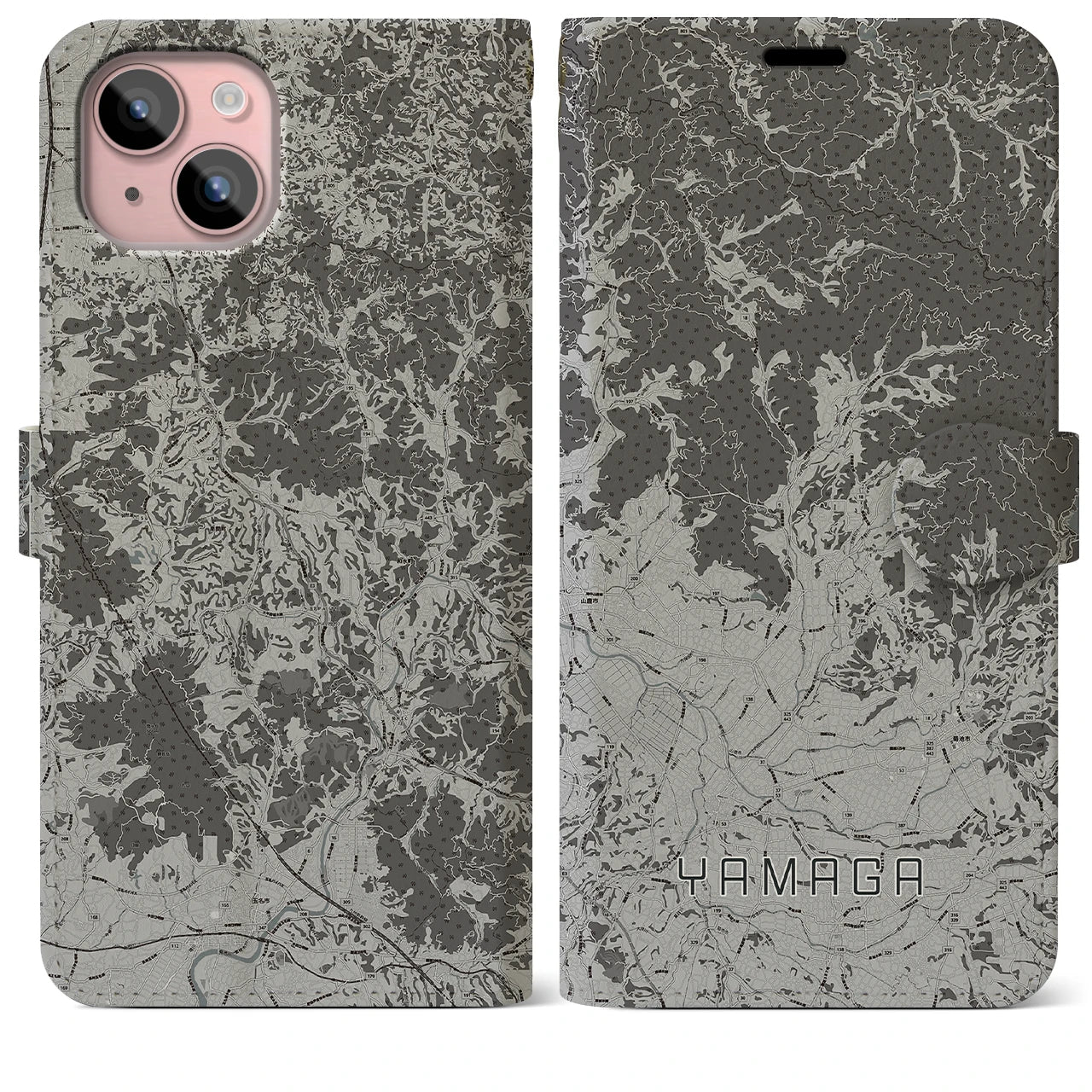 【山鹿(熊本県)】地図柄iPhoneケース(手帳タイプ)