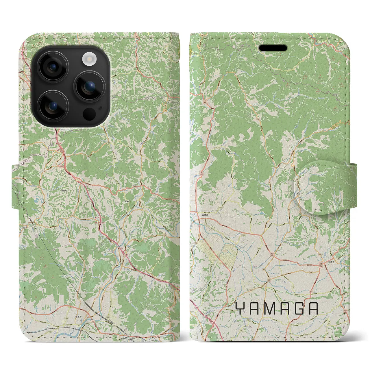 【山鹿(熊本県)】地図柄iPhoneケース(手帳タイプ)ナチュラル・iPhone 16 用