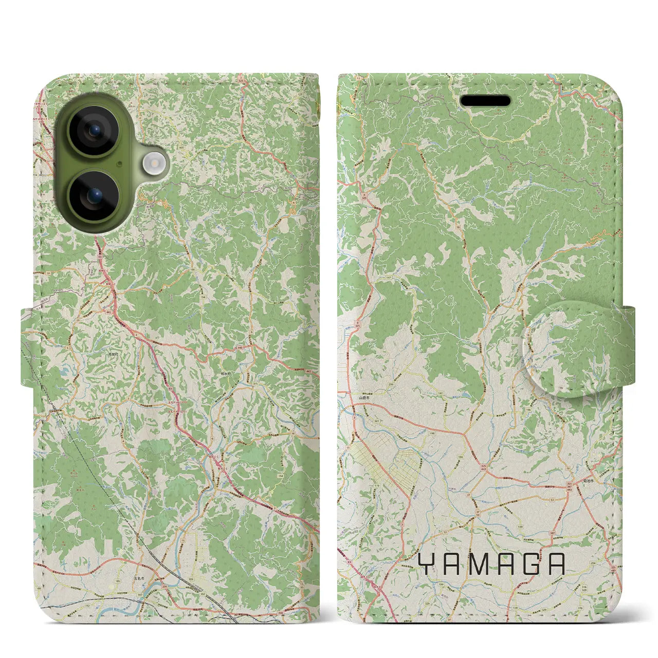 【山鹿(熊本県)】地図柄iPhoneケース(手帳タイプ)