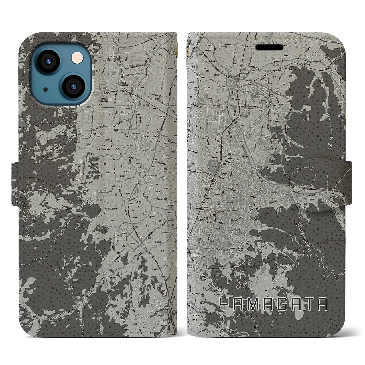 【山形(山形県)】地図柄iPhoneケース(手帳タイプ)