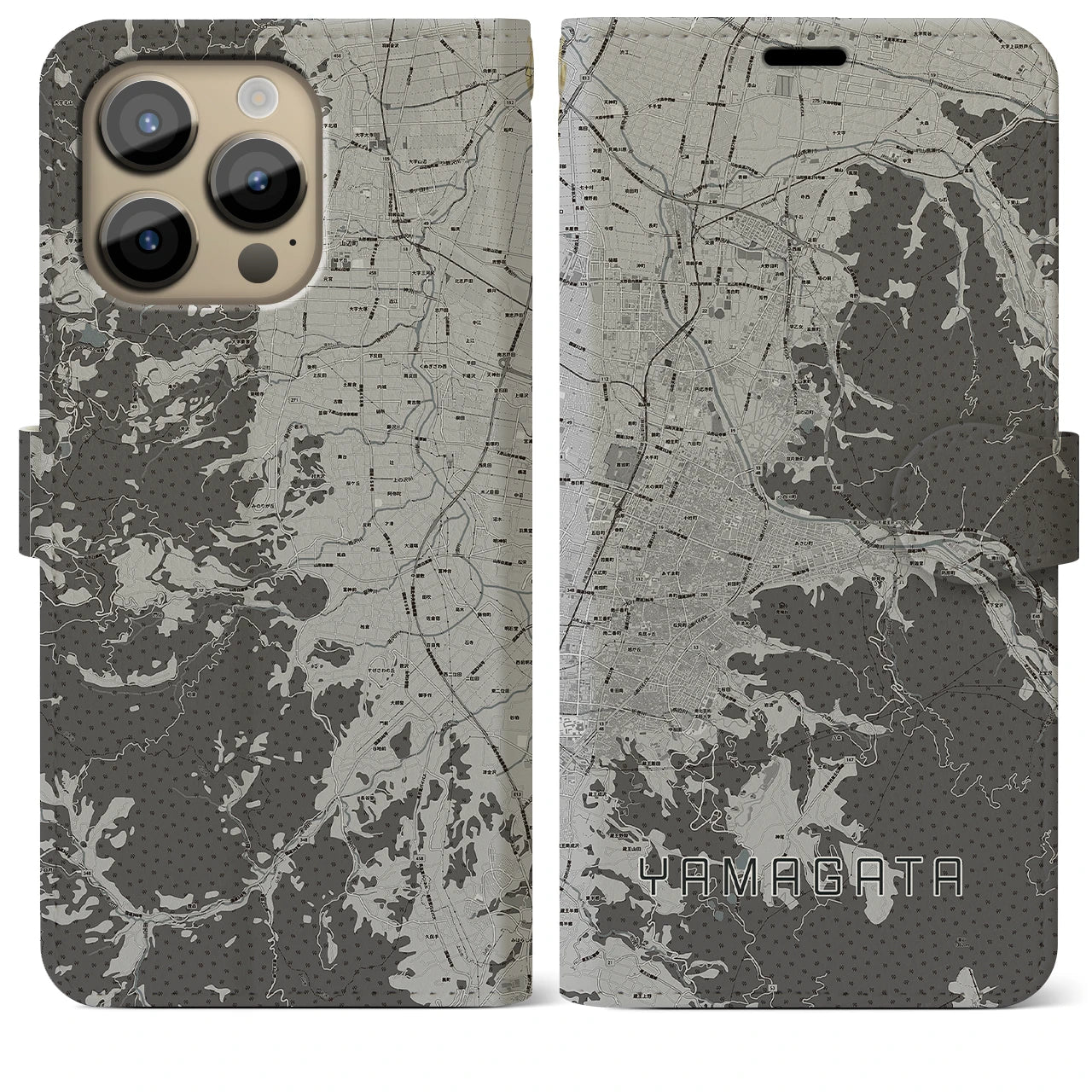 【山形(山形県)】地図柄iPhoneケース(手帳タイプ)