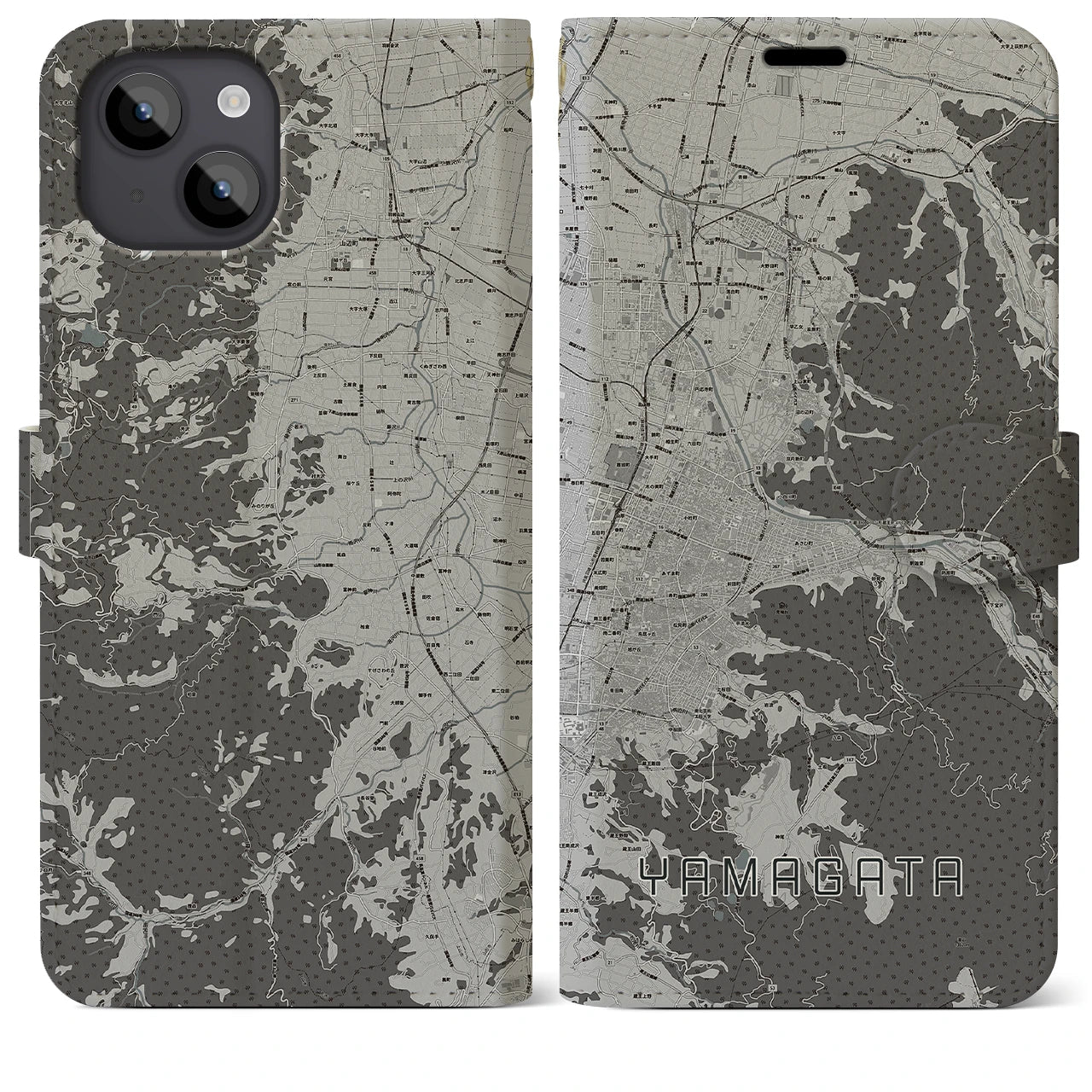 【山形(山形県)】地図柄iPhoneケース(手帳タイプ)