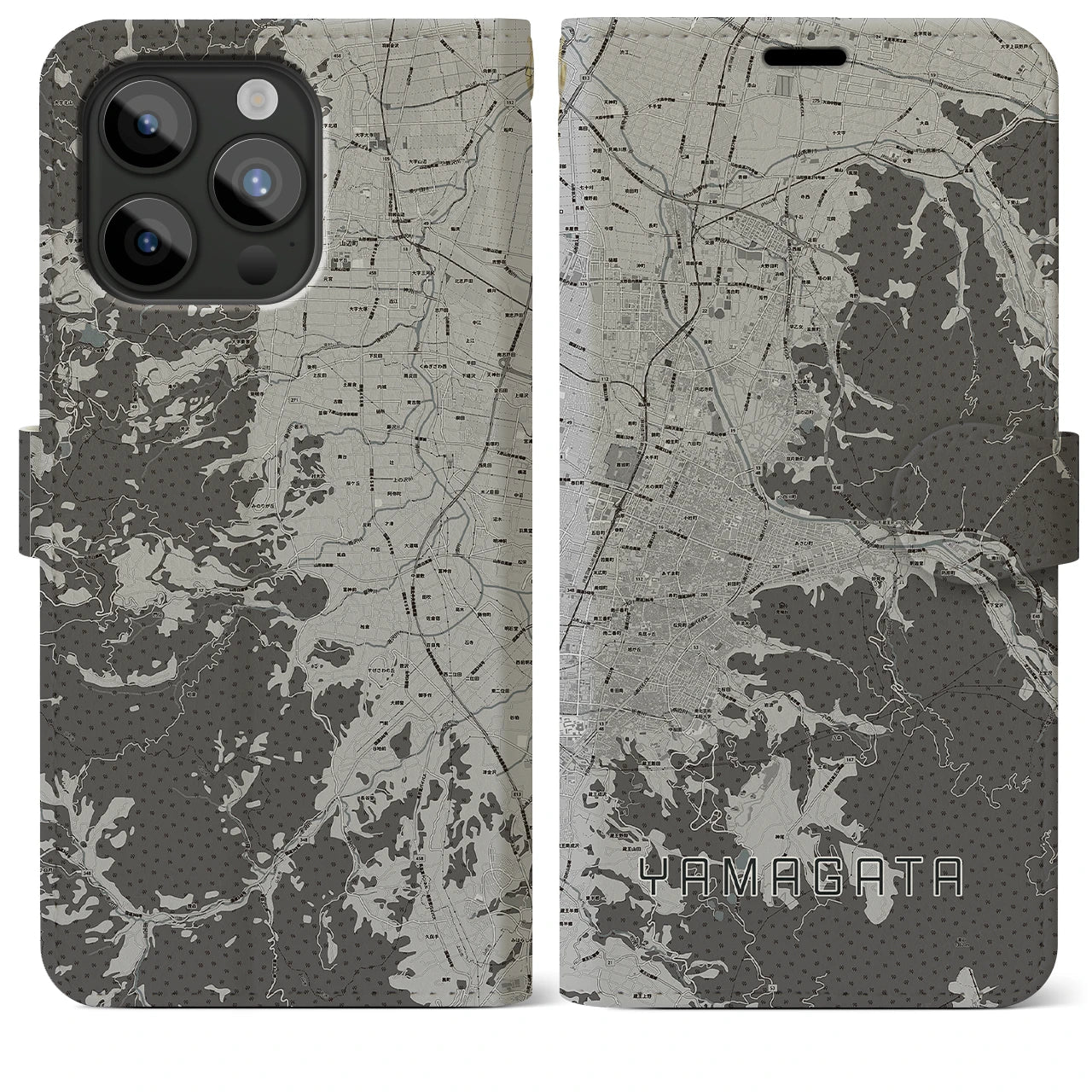 【山形(山形県)】地図柄iPhoneケース(手帳タイプ)
