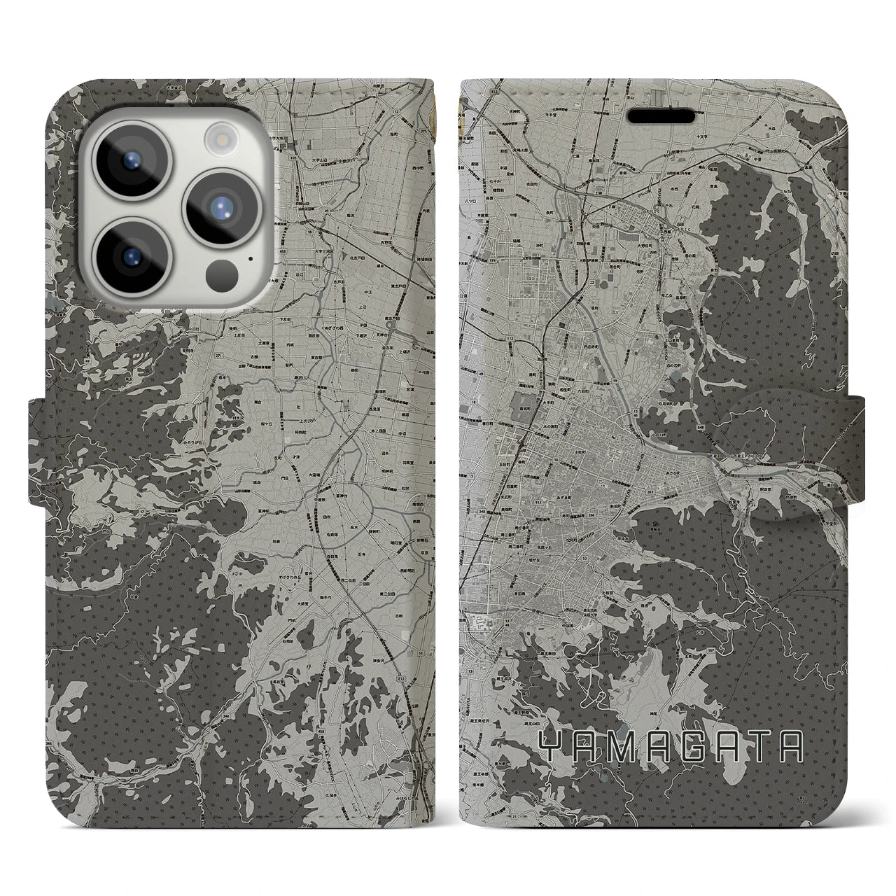 【山形(山形県)】地図柄iPhoneケース(手帳タイプ)
