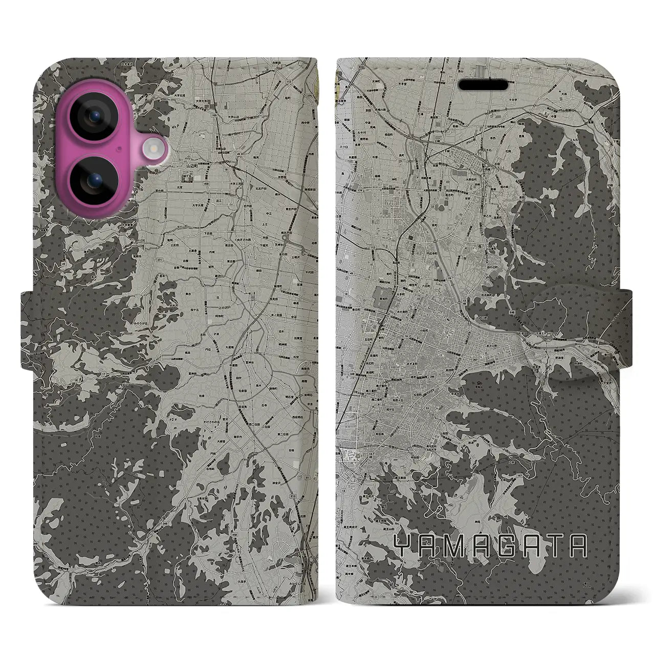 【山形(山形県)】地図柄iPhoneケース(手帳タイプ)