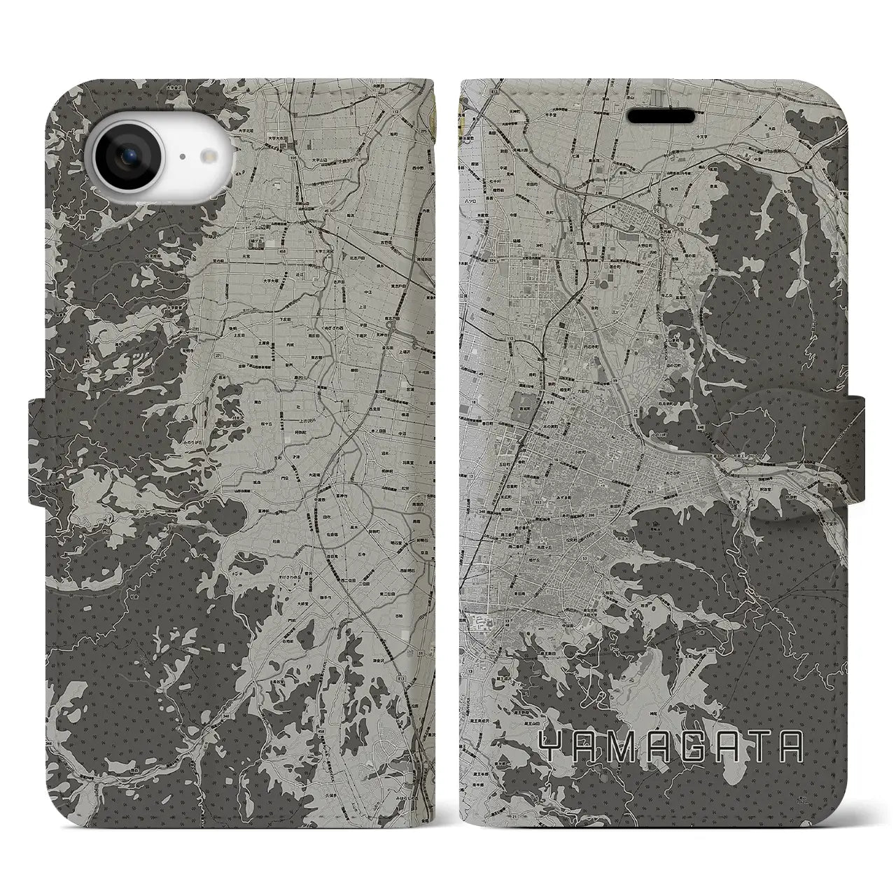 【山形(山形県)】地図柄iPhoneケース(手帳タイプ)