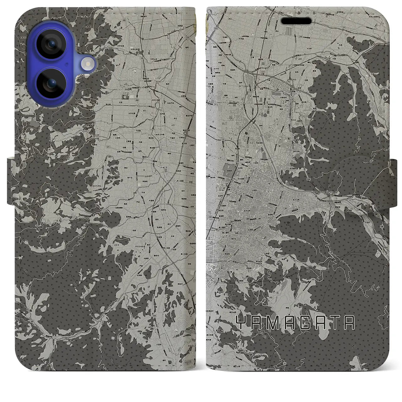 【山形(山形県)】地図柄iPhoneケース(手帳タイプ)