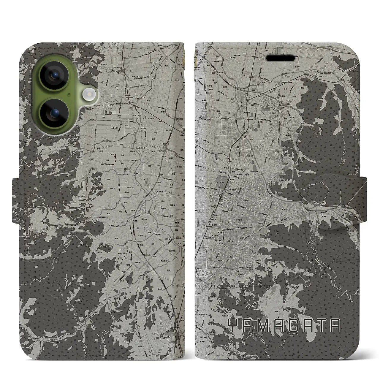 【山形(山形県)】地図柄iPhoneケース(手帳タイプ)