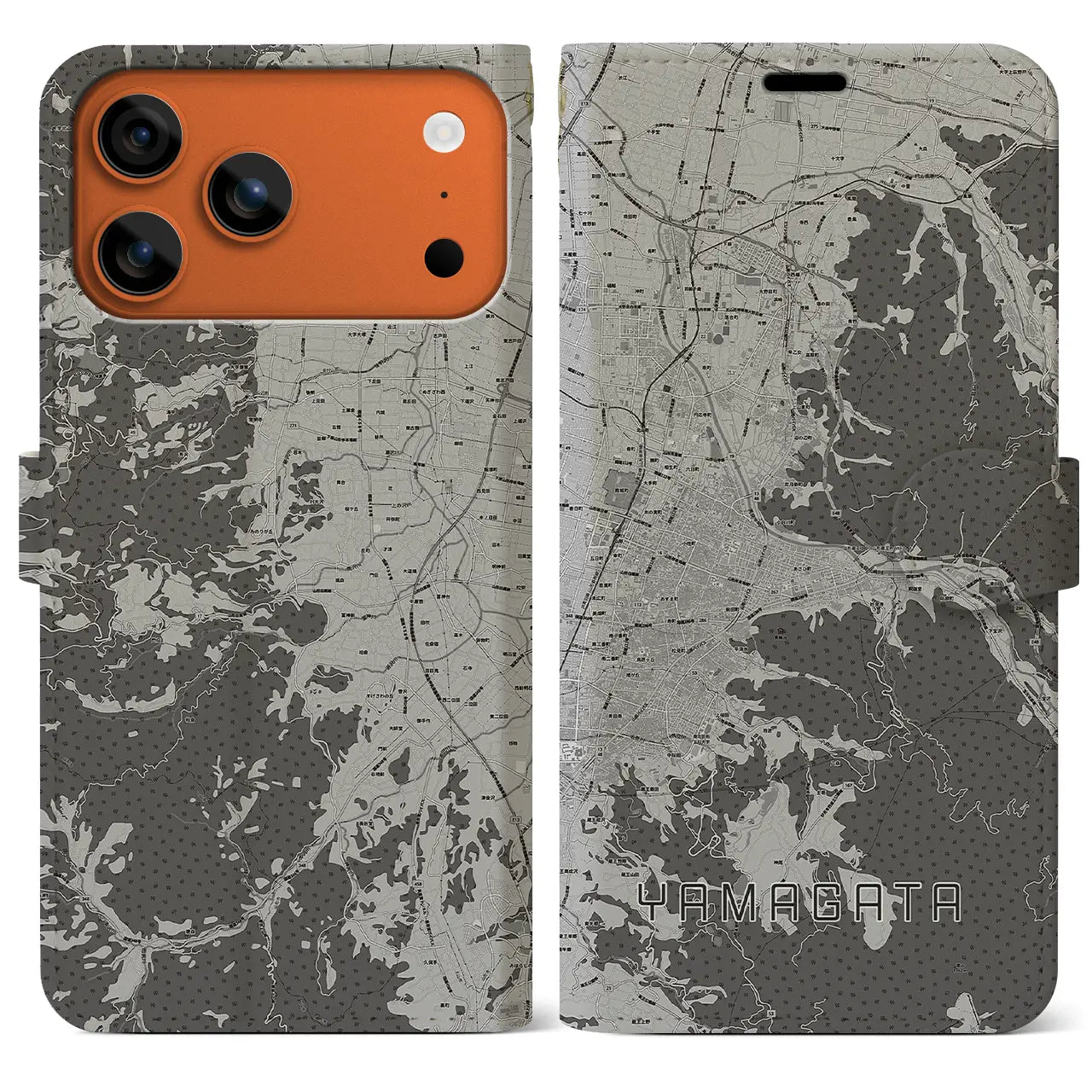 【山形(山形県)】地図柄iPhoneケース(手帳タイプ)