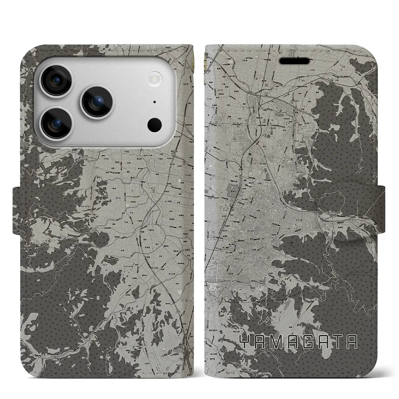 【山形(山形県)】地図柄iPhoneケース(手帳タイプ)