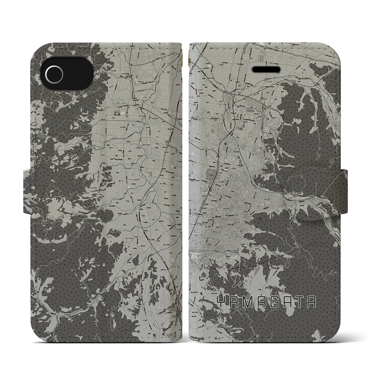 【山形(山形県)】地図柄iPhoneケース(手帳タイプ)