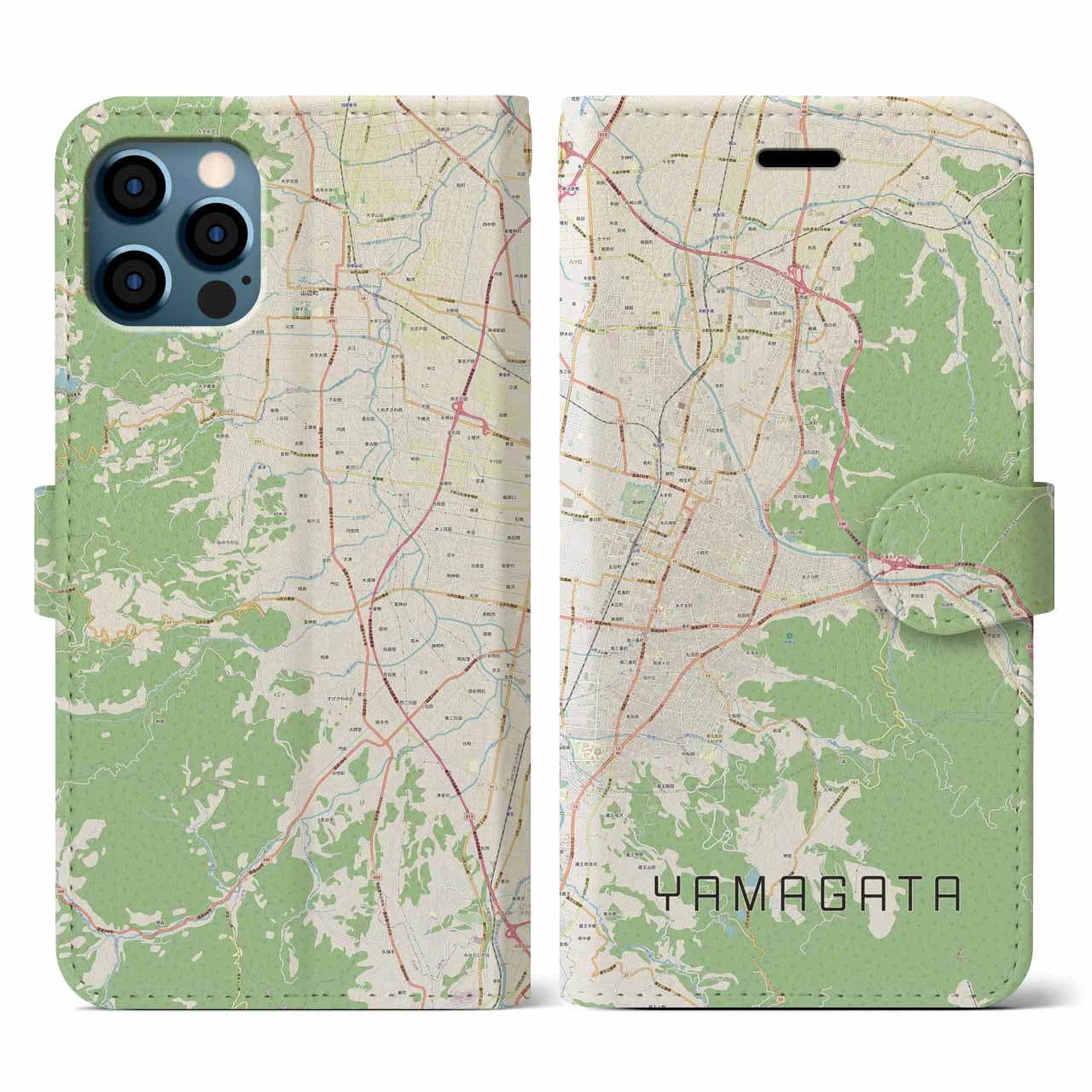 【山形(山形県)】地図柄iPhoneケース(手帳タイプ)