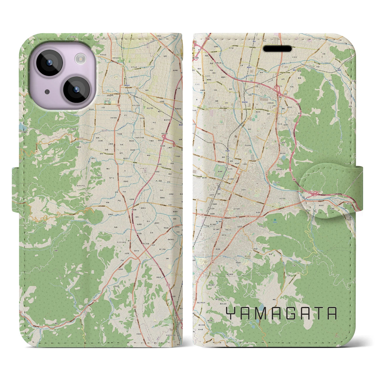 【山形(山形県)】地図柄iPhoneケース(手帳タイプ)