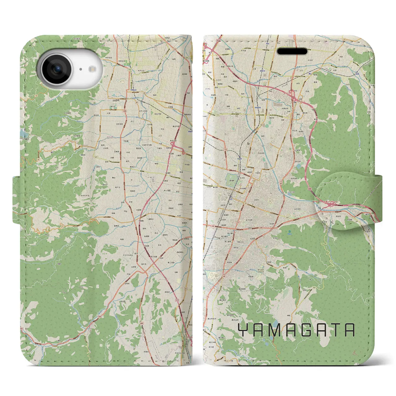 【山形(山形県)】地図柄iPhoneケース(手帳タイプ)