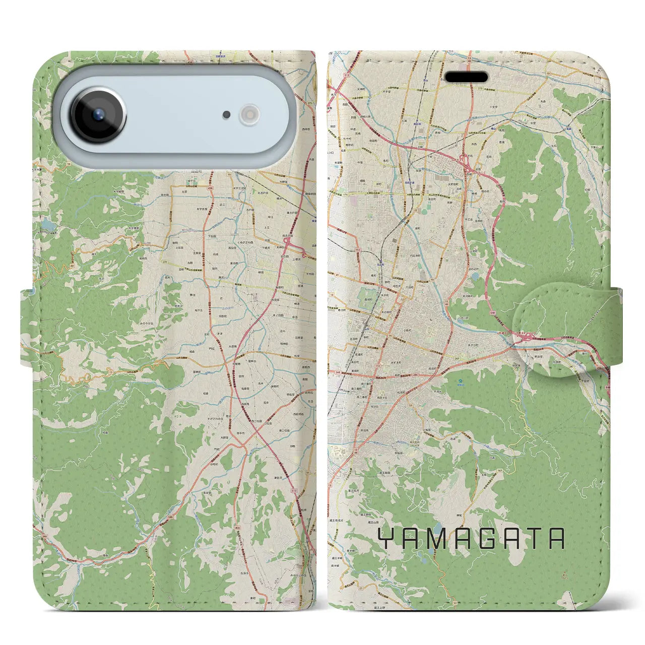 【山形(山形県)】地図柄iPhoneケース(手帳タイプ)