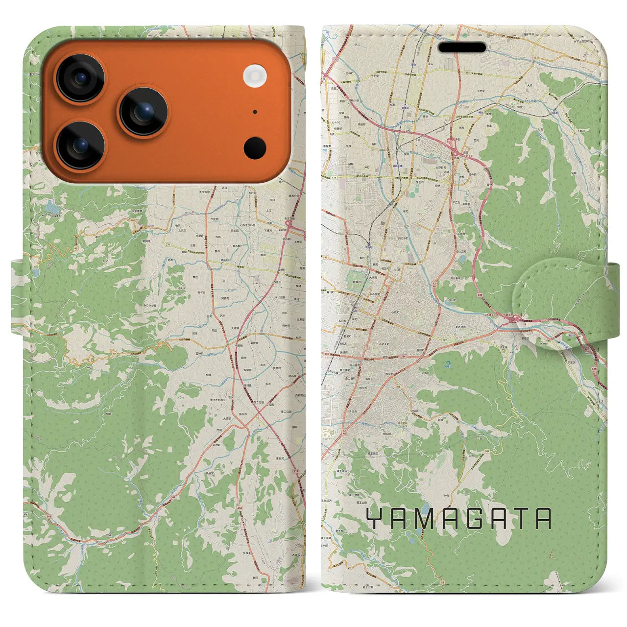 【山形(山形県)】地図柄iPhoneケース(手帳タイプ)