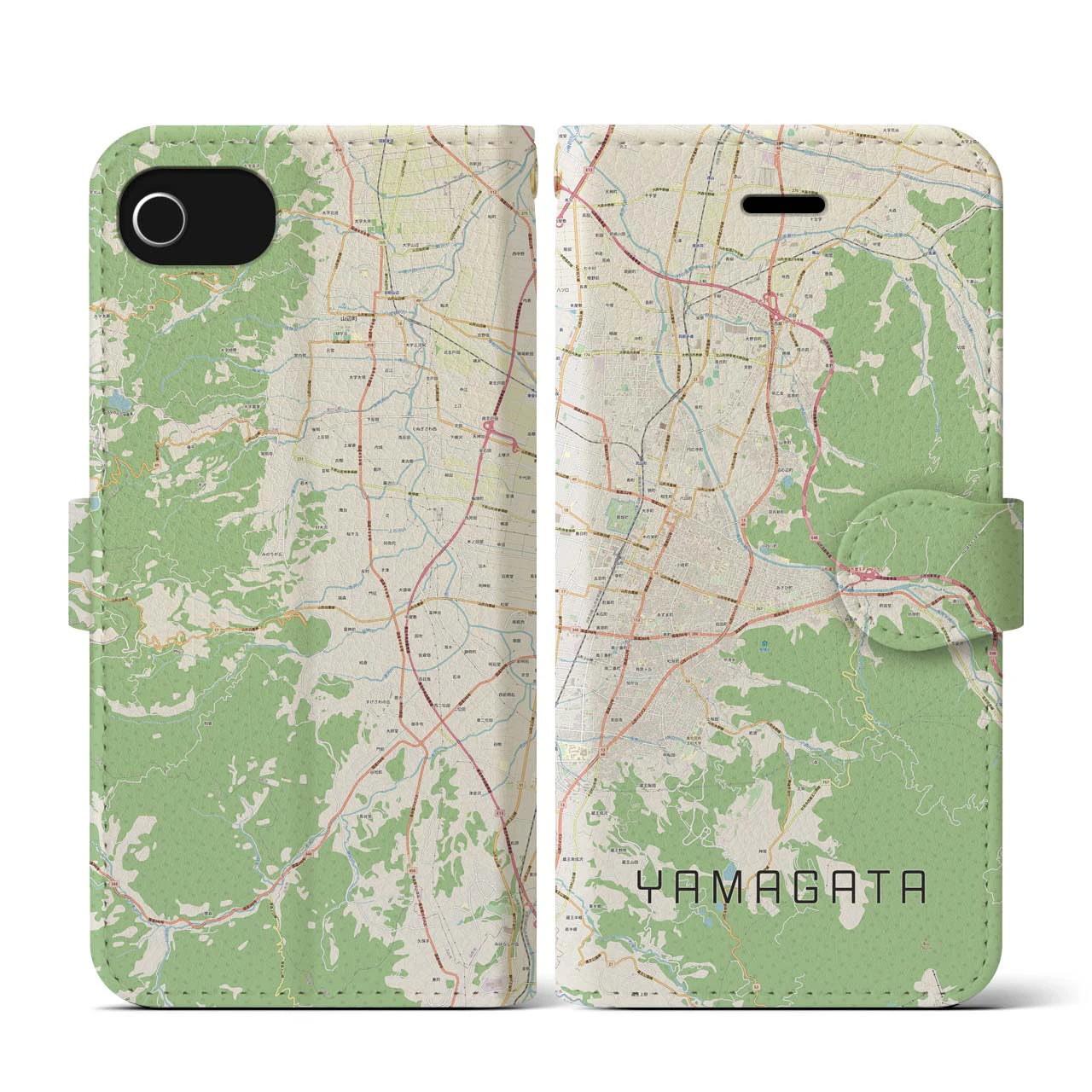 【山形(山形県)】地図柄iPhoneケース(手帳タイプ)