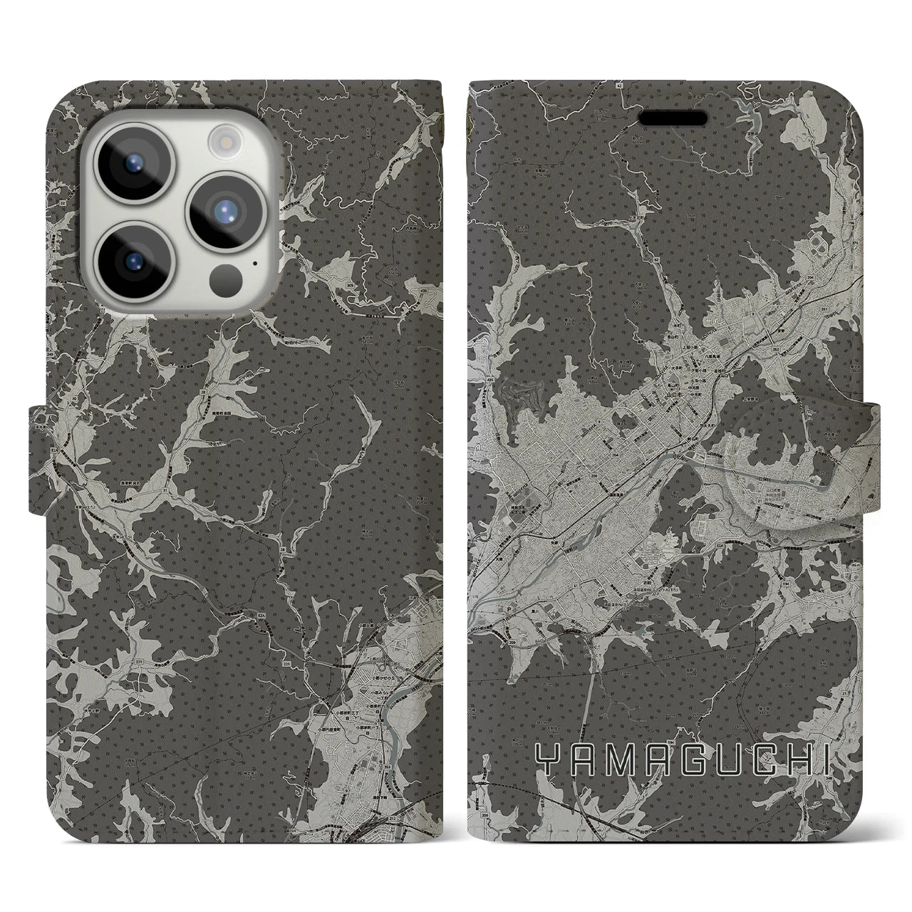 【山口(山口県)】地図柄iPhoneケース(手帳タイプ)