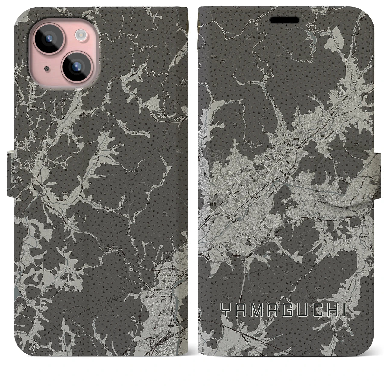 【山口(山口県)】地図柄iPhoneケース(手帳タイプ)