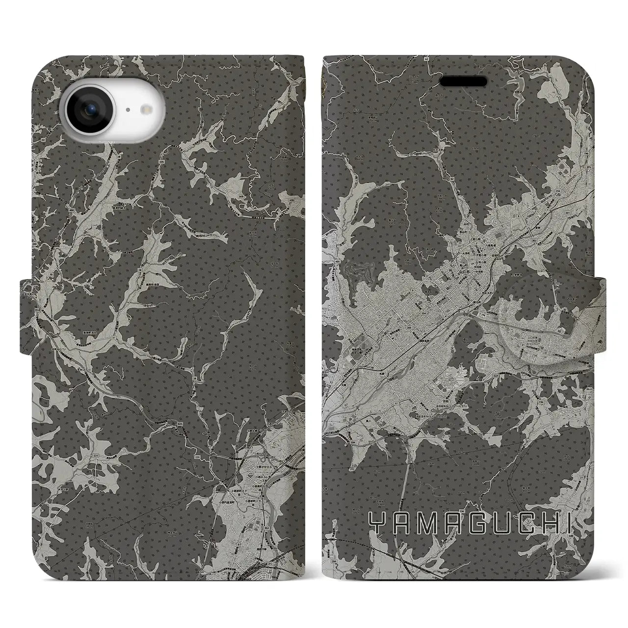 【山口(山口県)】地図柄iPhoneケース(手帳タイプ)