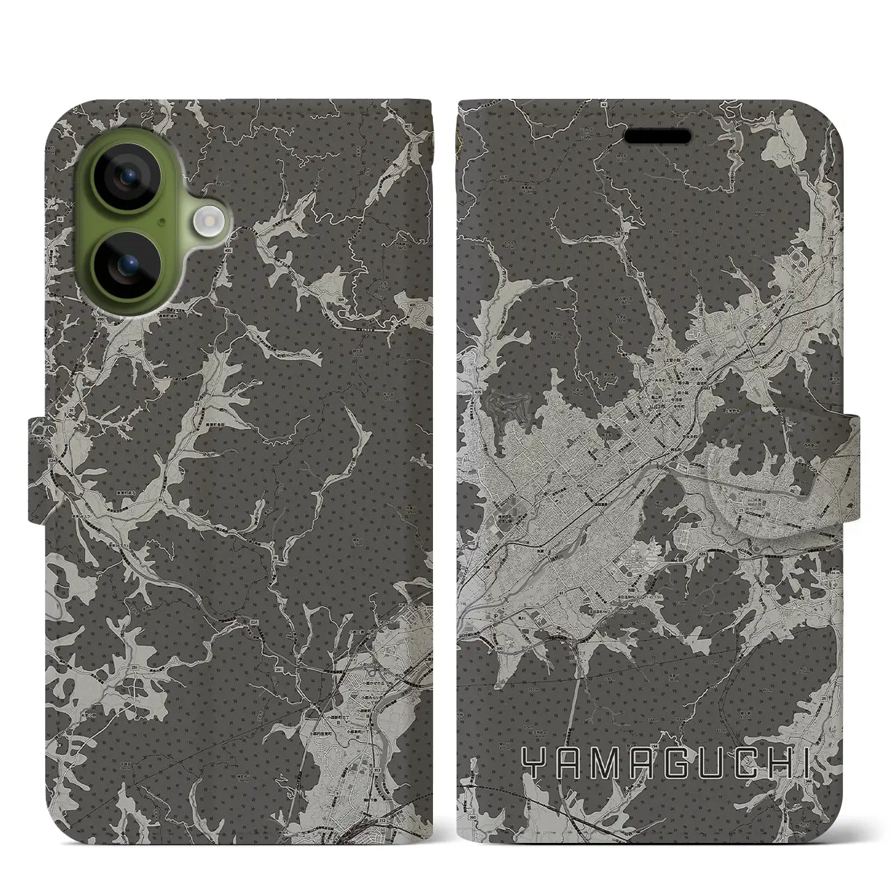 【山口(山口県)】地図柄iPhoneケース(手帳タイプ)