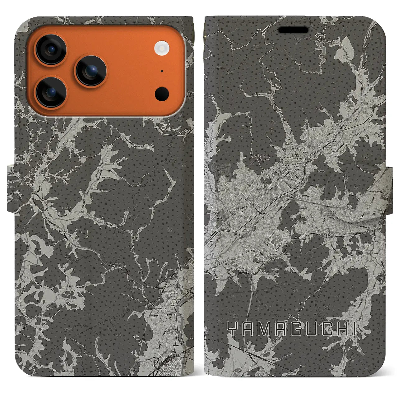 【山口(山口県)】地図柄iPhoneケース(手帳タイプ)
