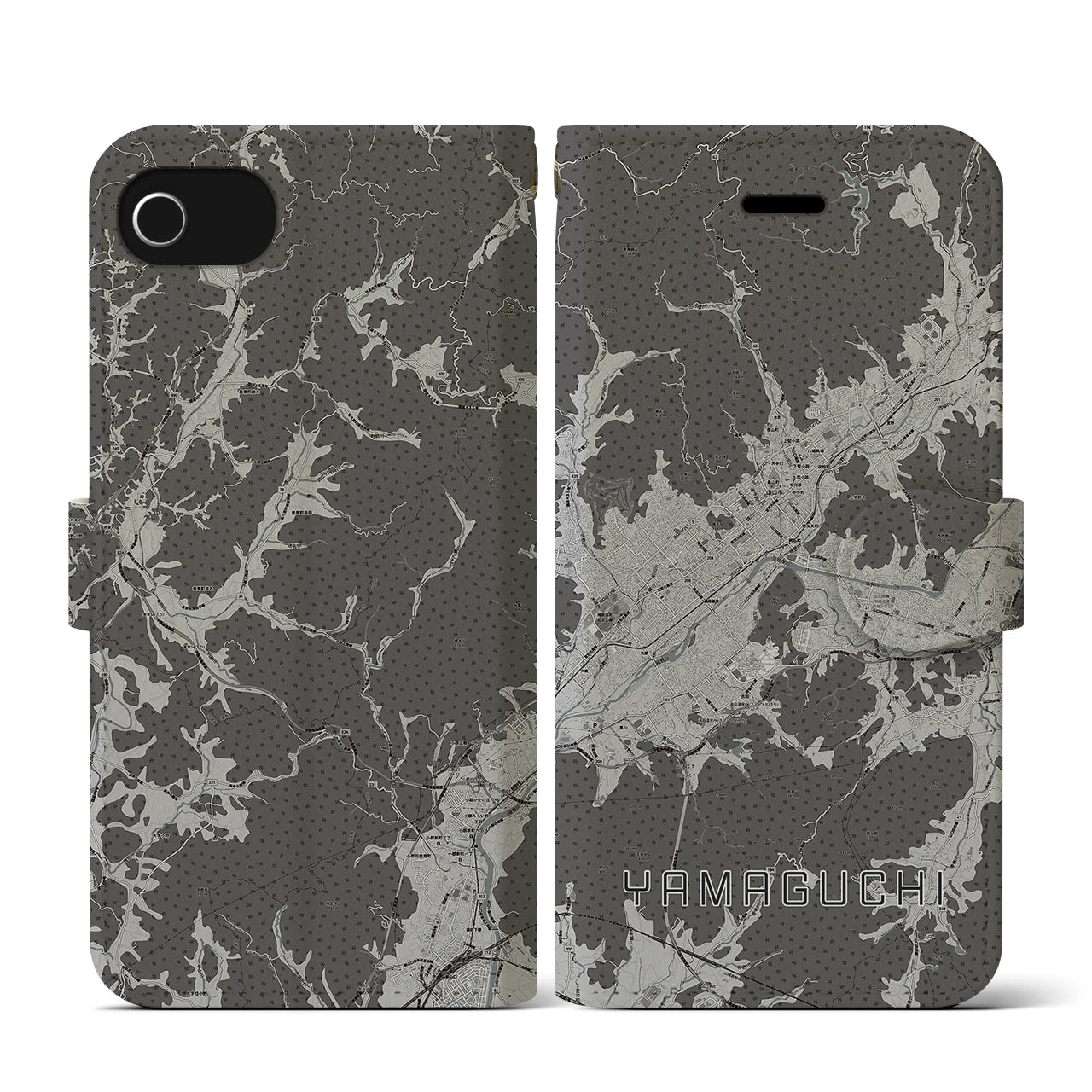 【山口(山口県)】地図柄iPhoneケース(手帳タイプ)