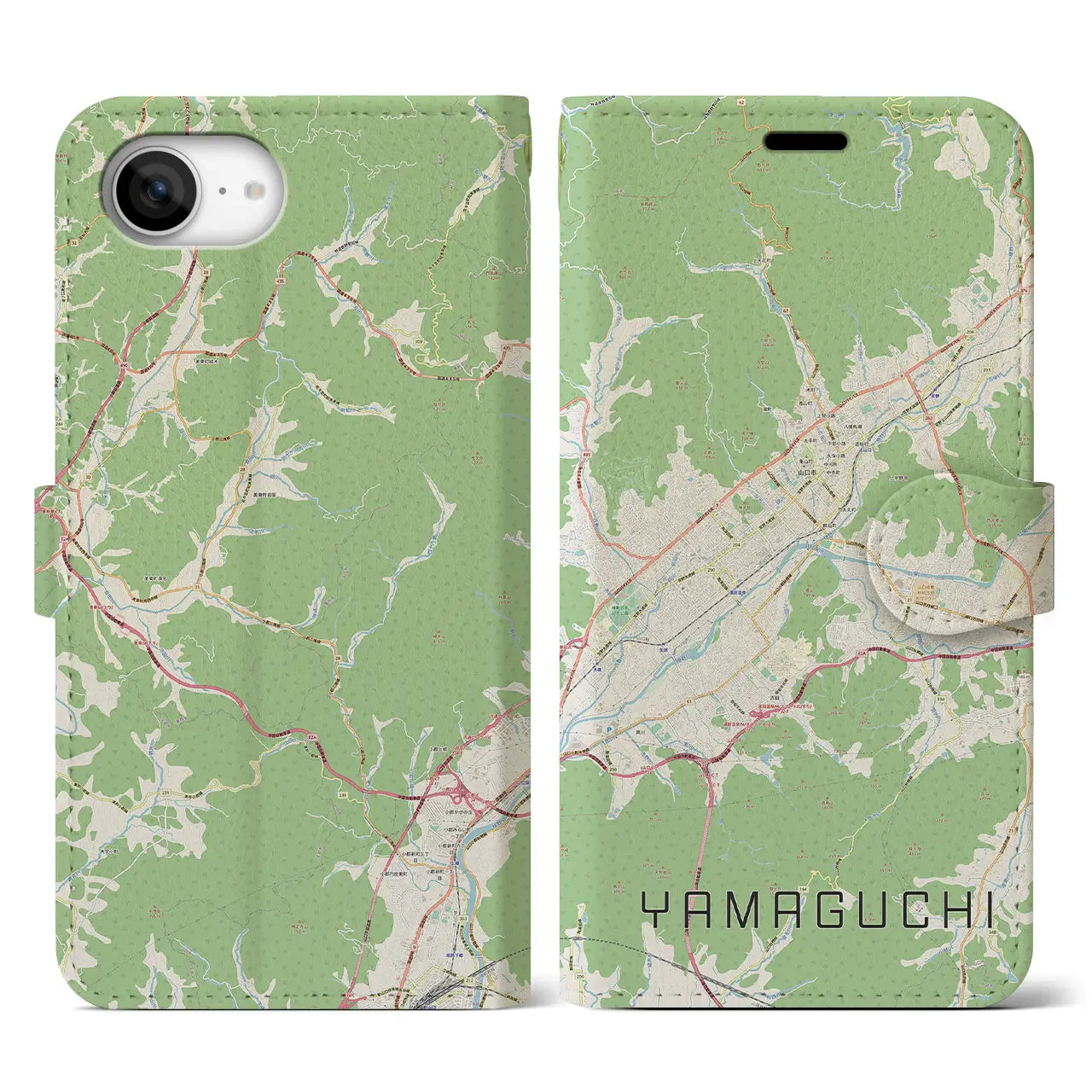 【山口(山口県)】地図柄iPhoneケース(手帳タイプ)