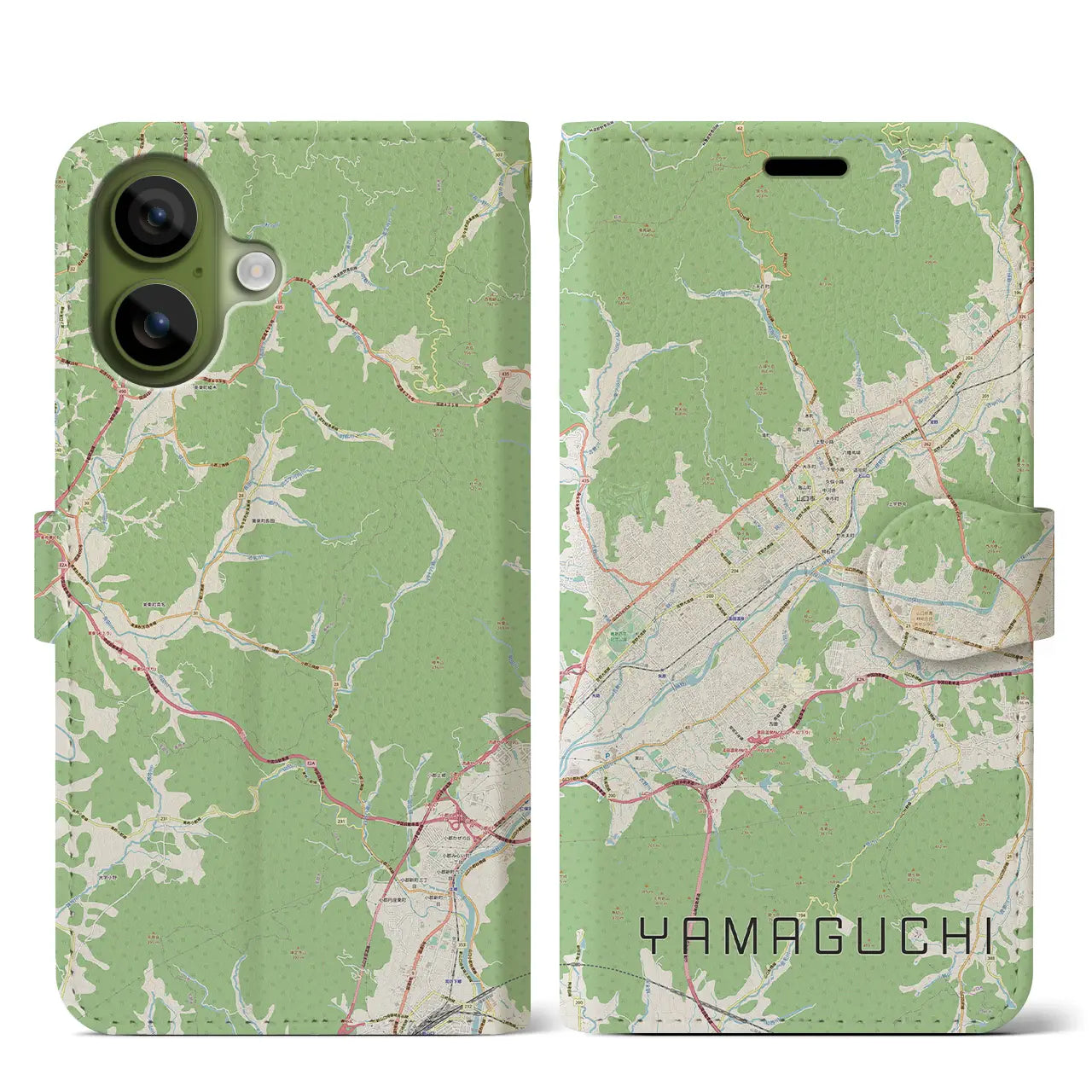 【山口(山口県)】地図柄iPhoneケース(手帳タイプ)モノトーン・iPhone 17 Pro Max 用