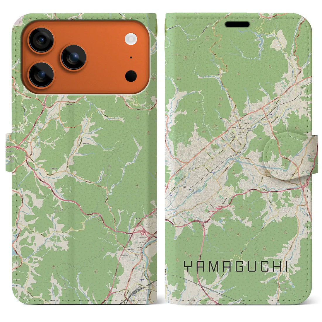 【山口(山口県)】地図柄iPhoneケース(手帳タイプ)ナチュラル・iPhone 17 Pro Max 用