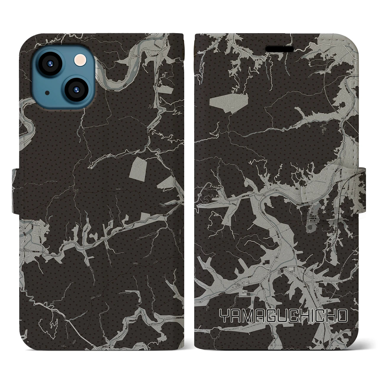 【山口町(徳島県)】地図柄iPhoneケース(手帳タイプ)