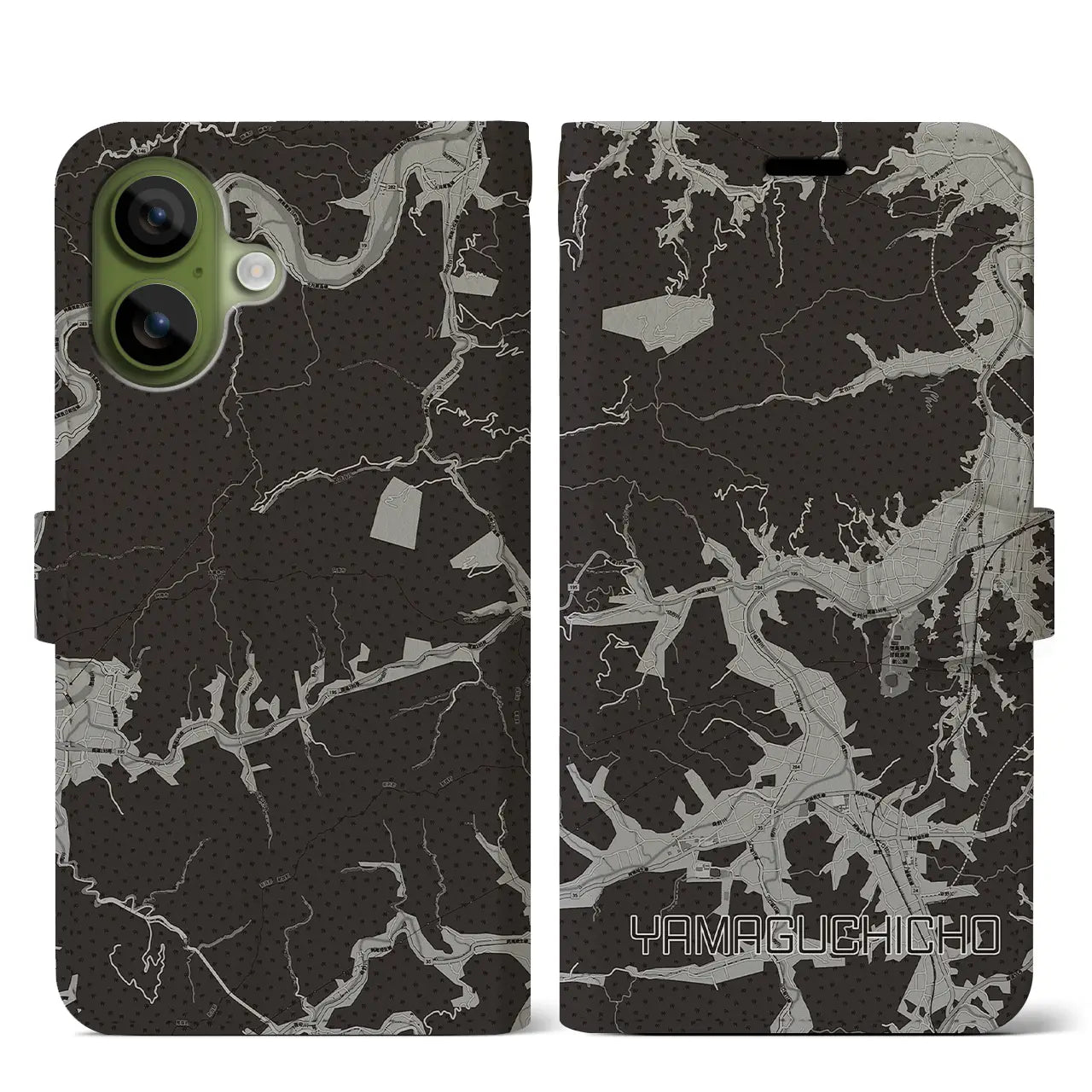 【山口町(徳島県)】地図柄iPhoneケース(手帳タイプ)