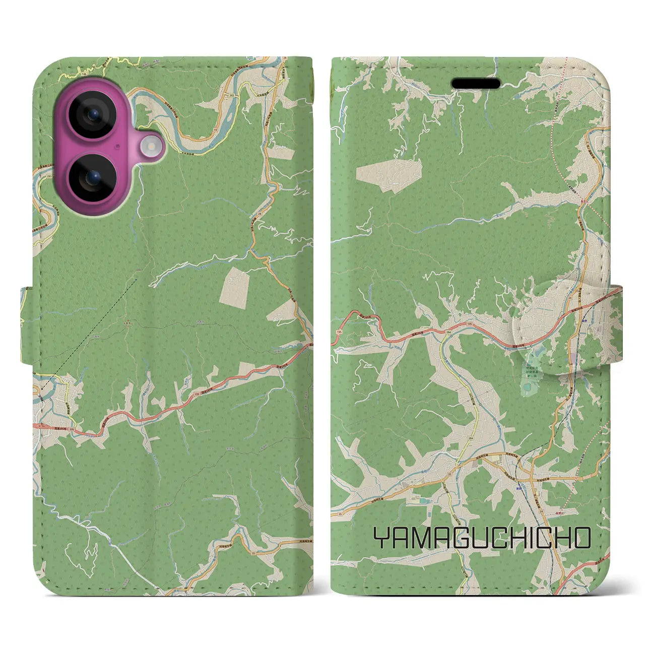 【山口町(徳島県)】地図柄iPhoneケース(手帳タイプ)ナチュラル・iPhone 16 Pro 用