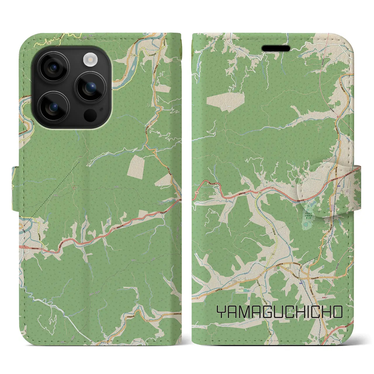 【山口町(徳島県)】地図柄iPhoneケース(手帳タイプ)ナチュラル・iPhone 16 用