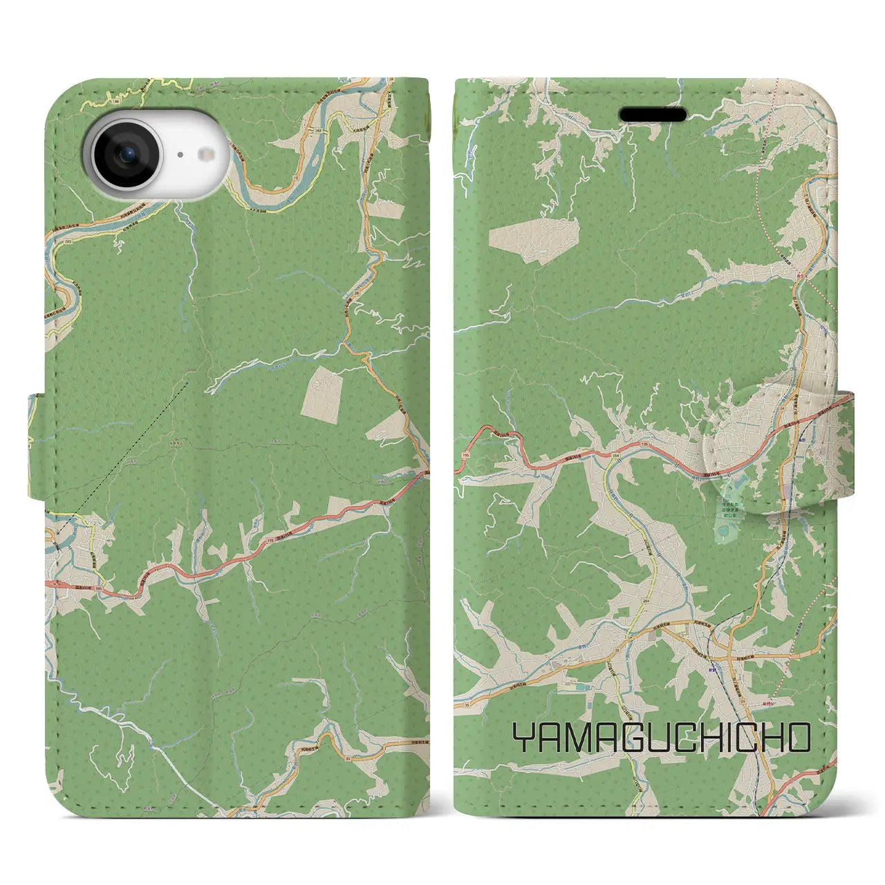 【山口町(徳島県)】地図柄iPhoneケース(手帳タイプ)