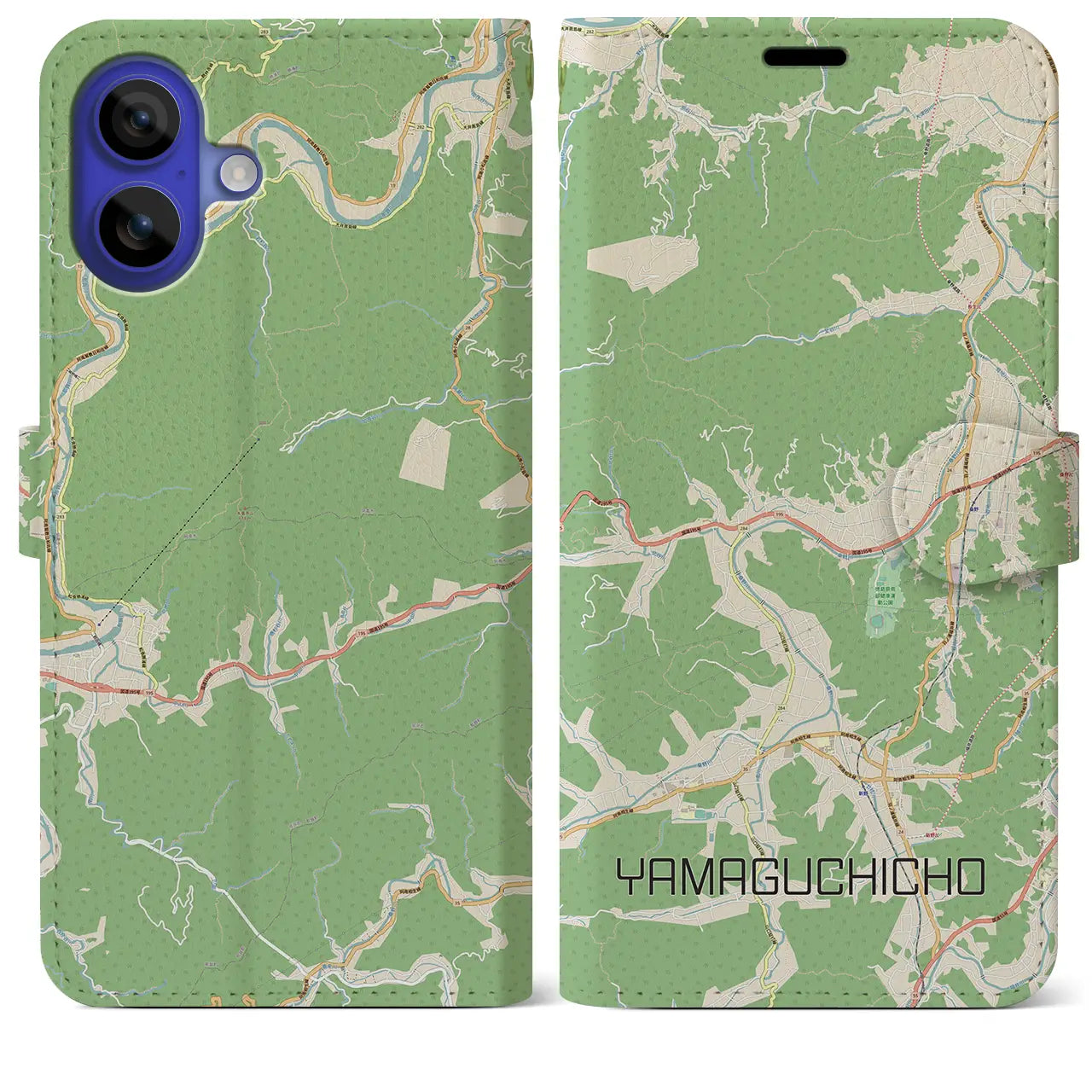 【山口町(徳島県)】地図柄iPhoneケース(手帳タイプ)