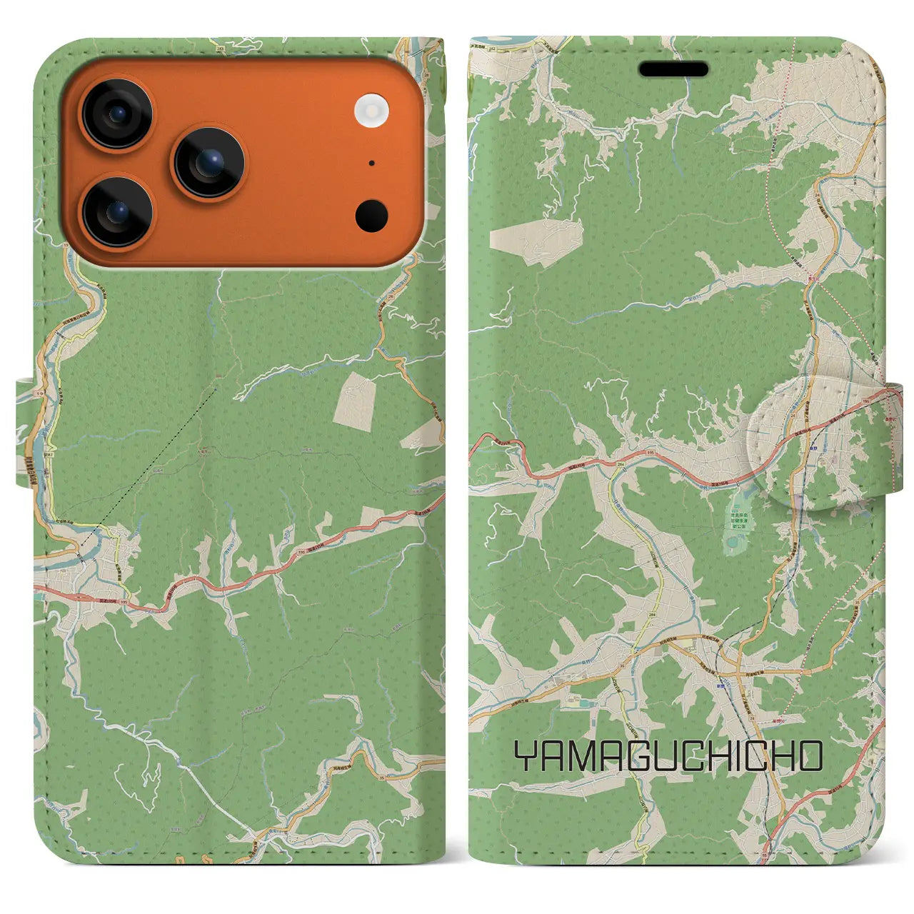 【山口町(徳島県)】地図柄iPhoneケース(手帳タイプ)